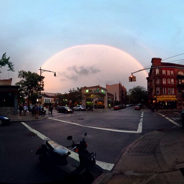 biggerthanpangea the most phone-grabbing image in bk has just happened. paralzying sense of wonder. people getting out of their cars, stopping instreets, it may be theend of the world park slope